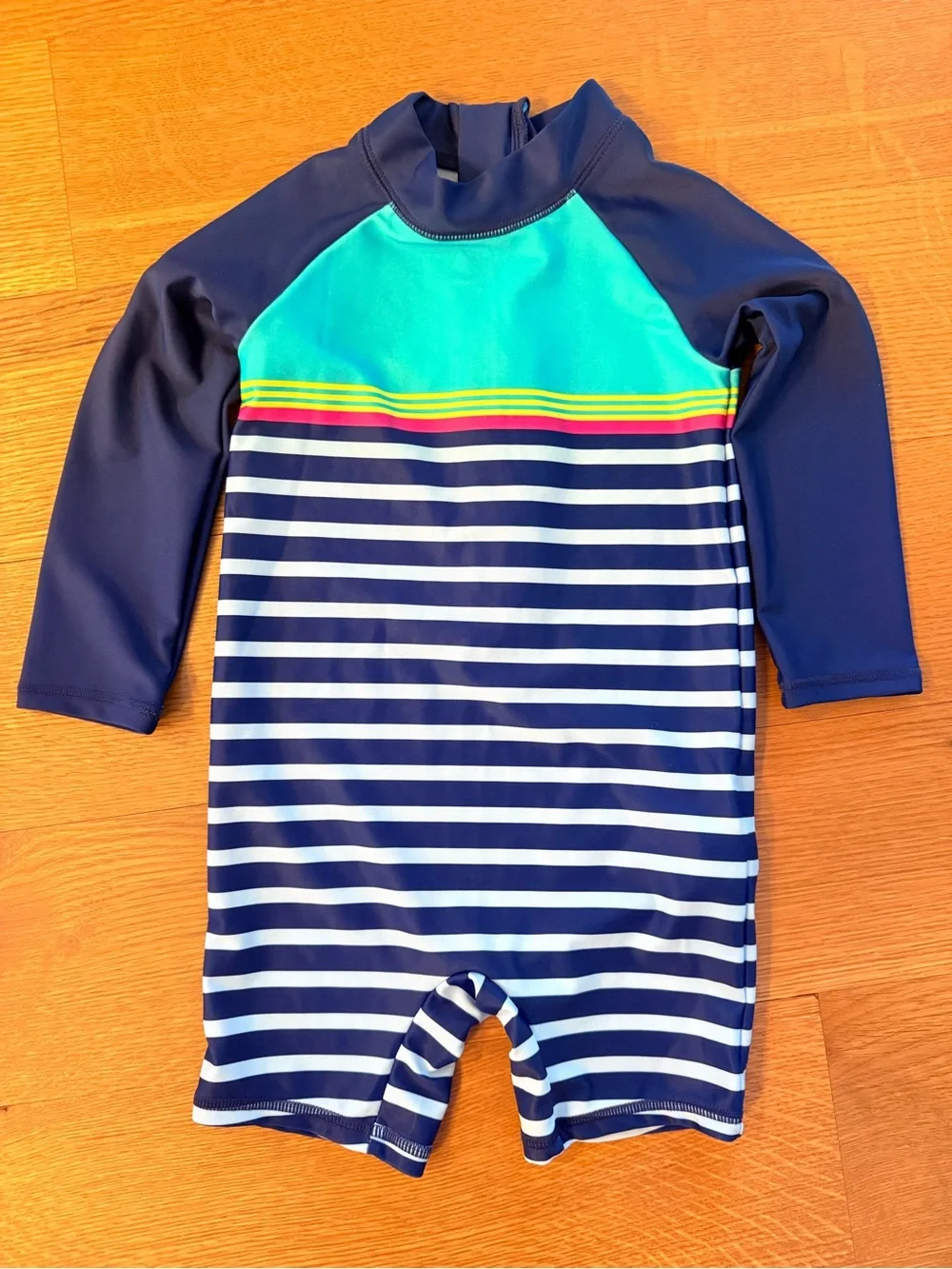 CARTER’S | Navy & Teal Striped Rashguard Swimsuit